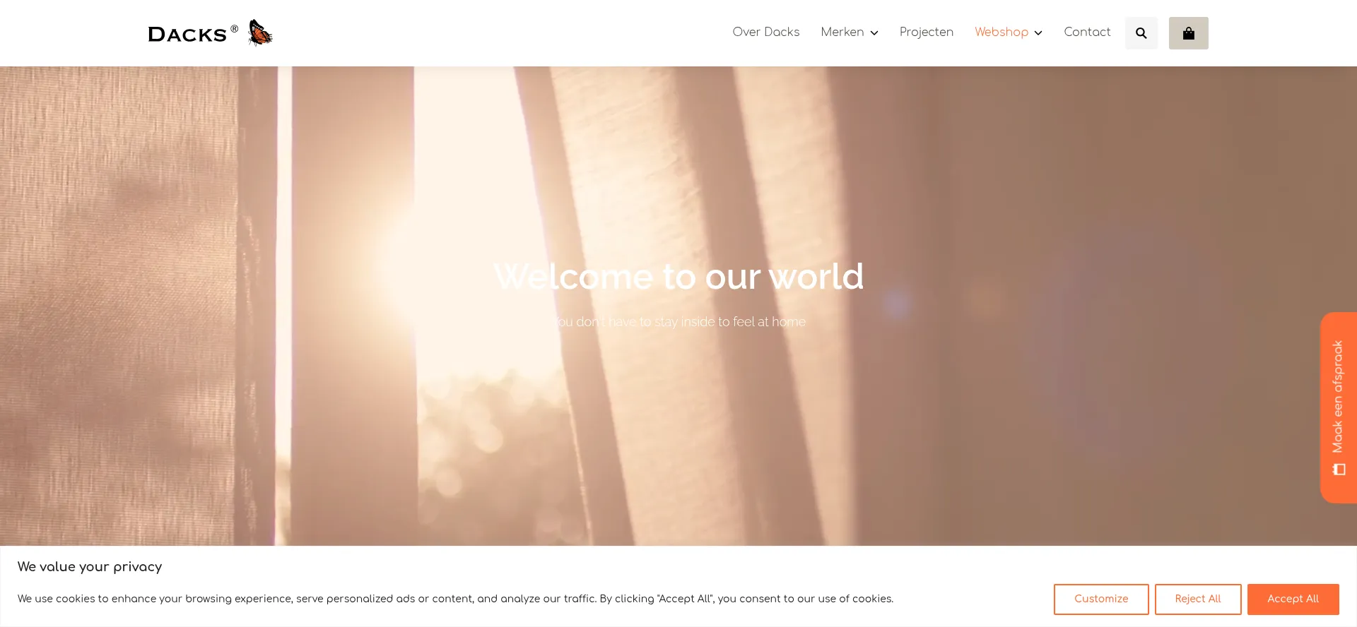 Website screenshot of Dacks.nl