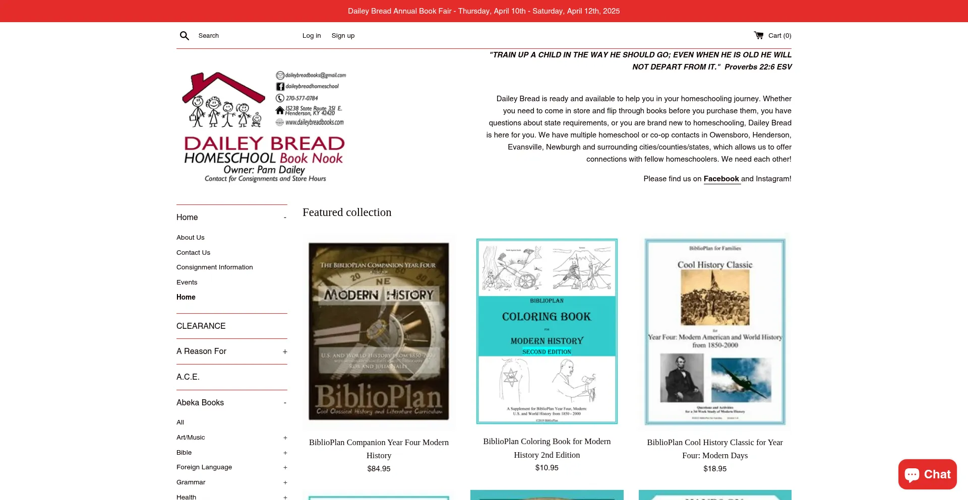 Website screenshot of Daileybreadbooks.com