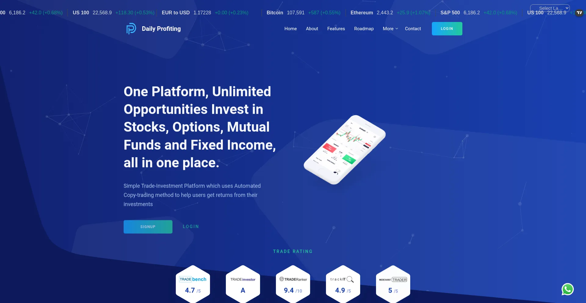 Website screenshot of Dailyprofiting.com