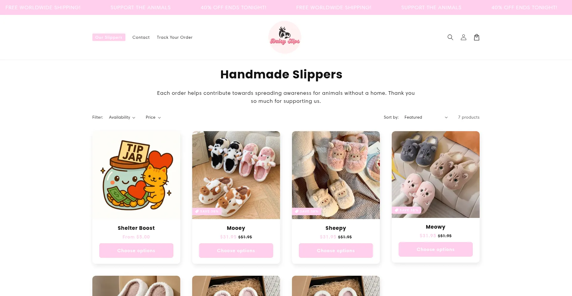 Website screenshot of Daisyslip.com