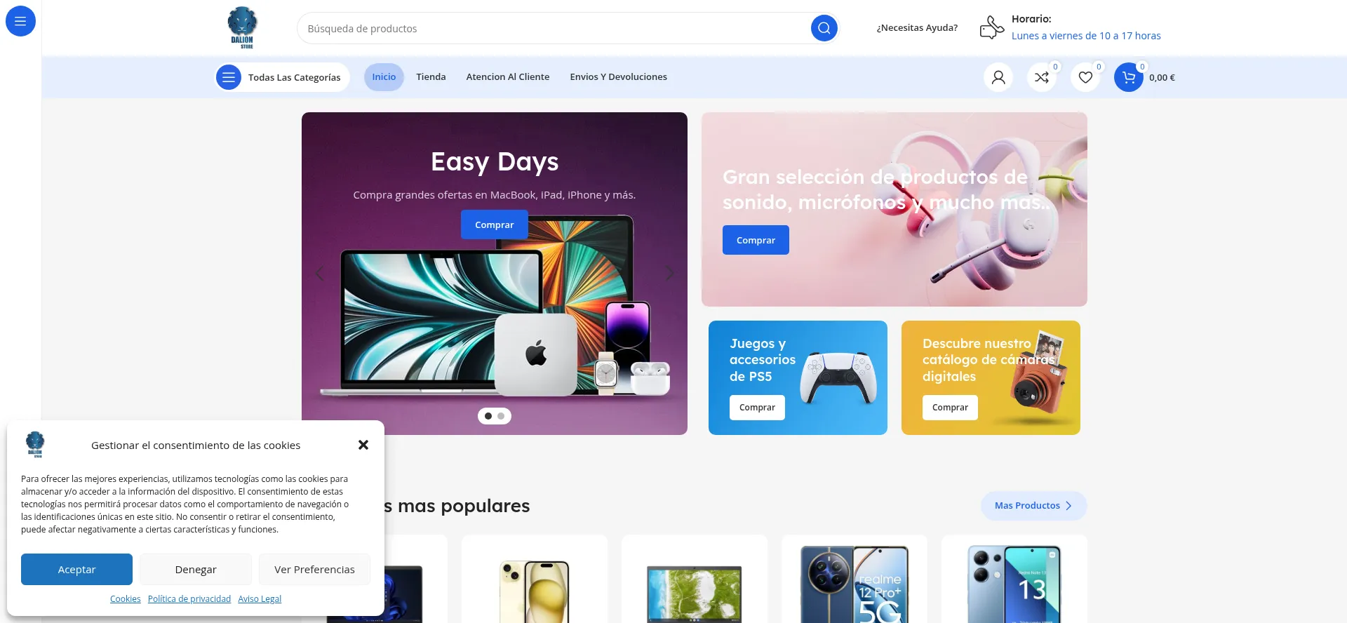 Website screenshot of Dalionstore.es
