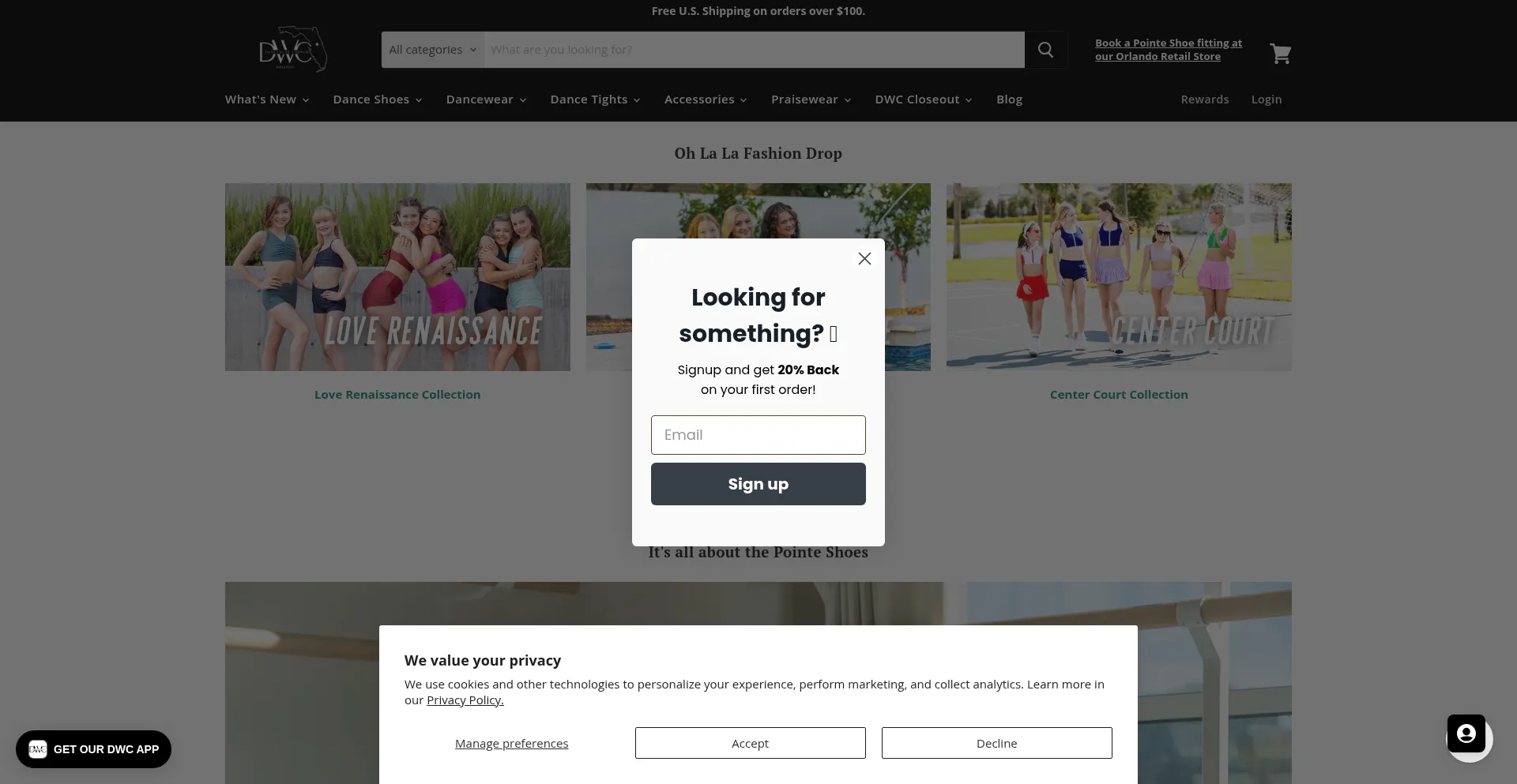 Dancewearcorner.com Screenshot