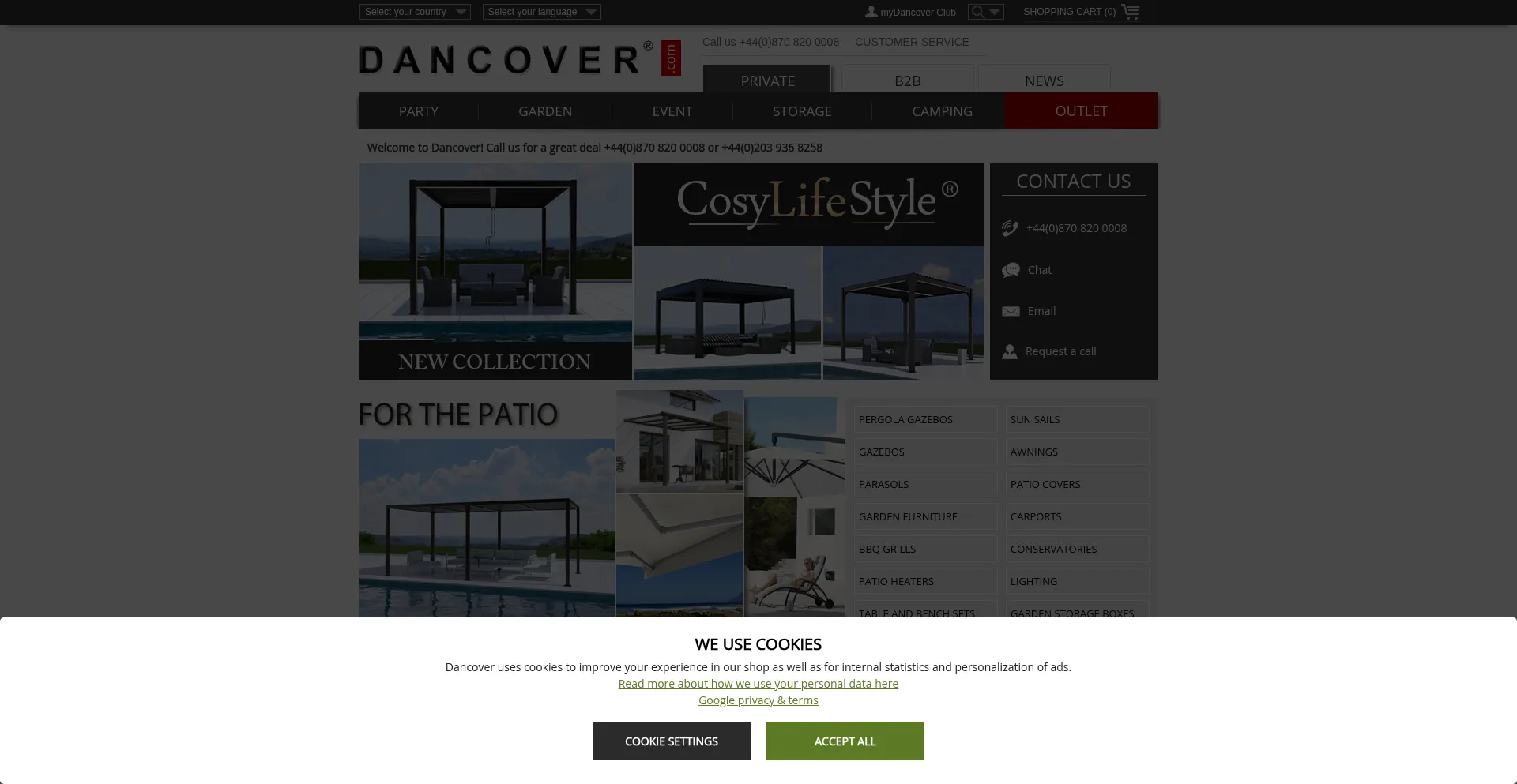 Website screenshot of Dancovershop.com