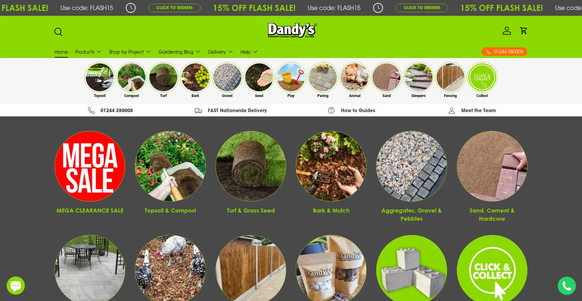 Website screenshot of Dandysgardencentre.co.uk