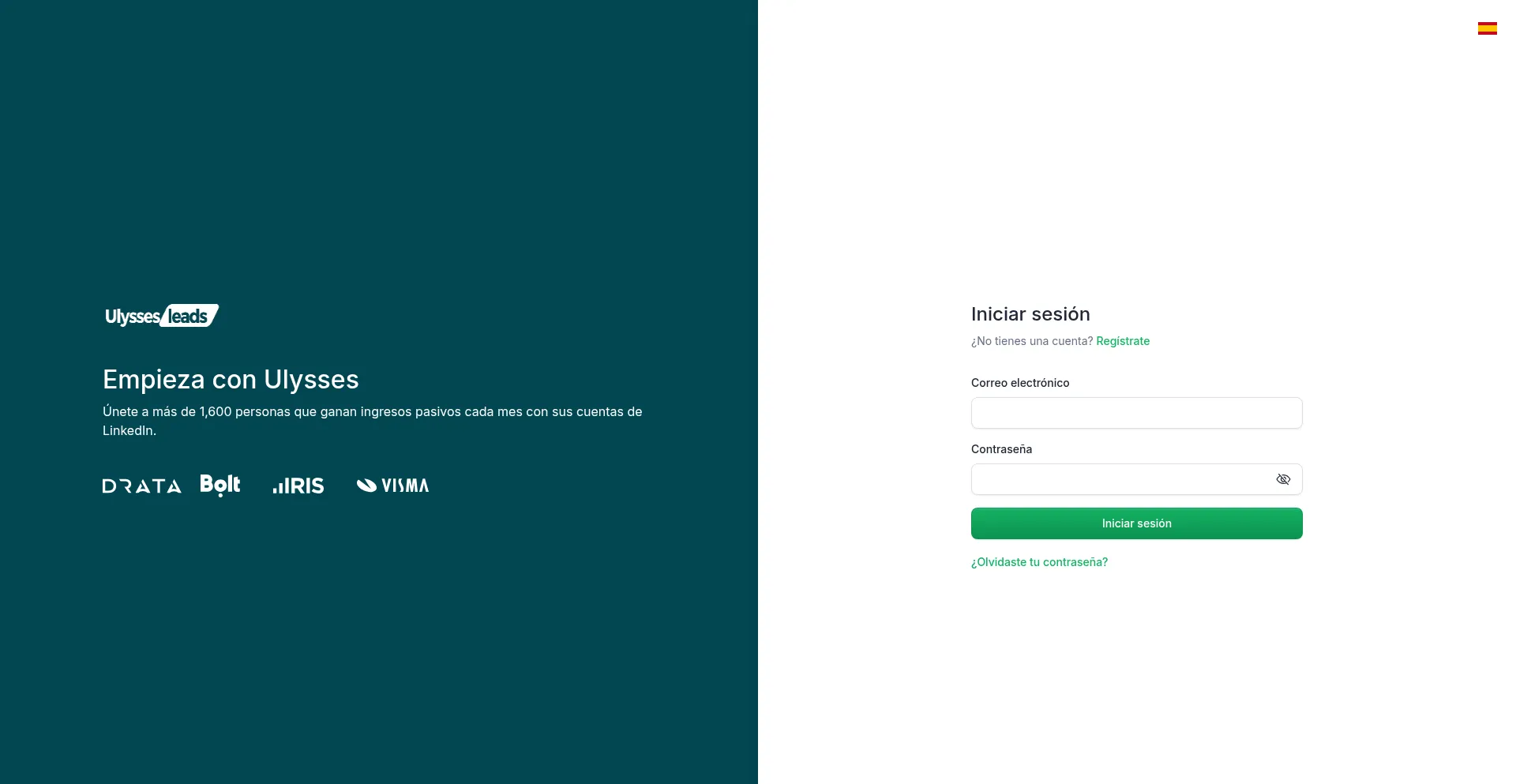 Website screenshot of Dashboard.ulyssesleads.com