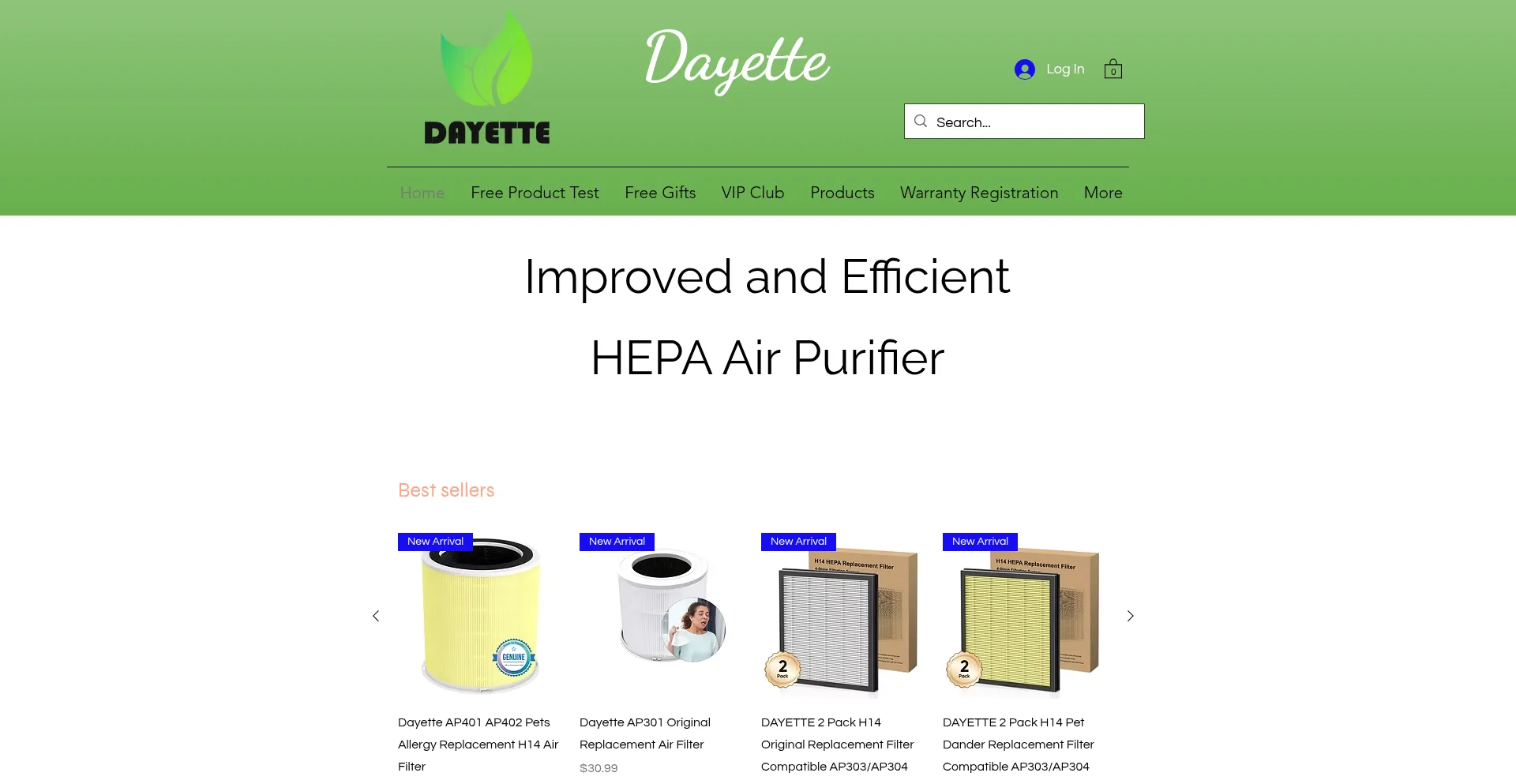 Website screenshot of Dayette.com