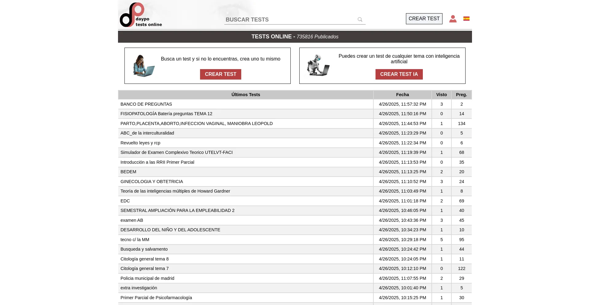 Website screenshot of Daypo.com