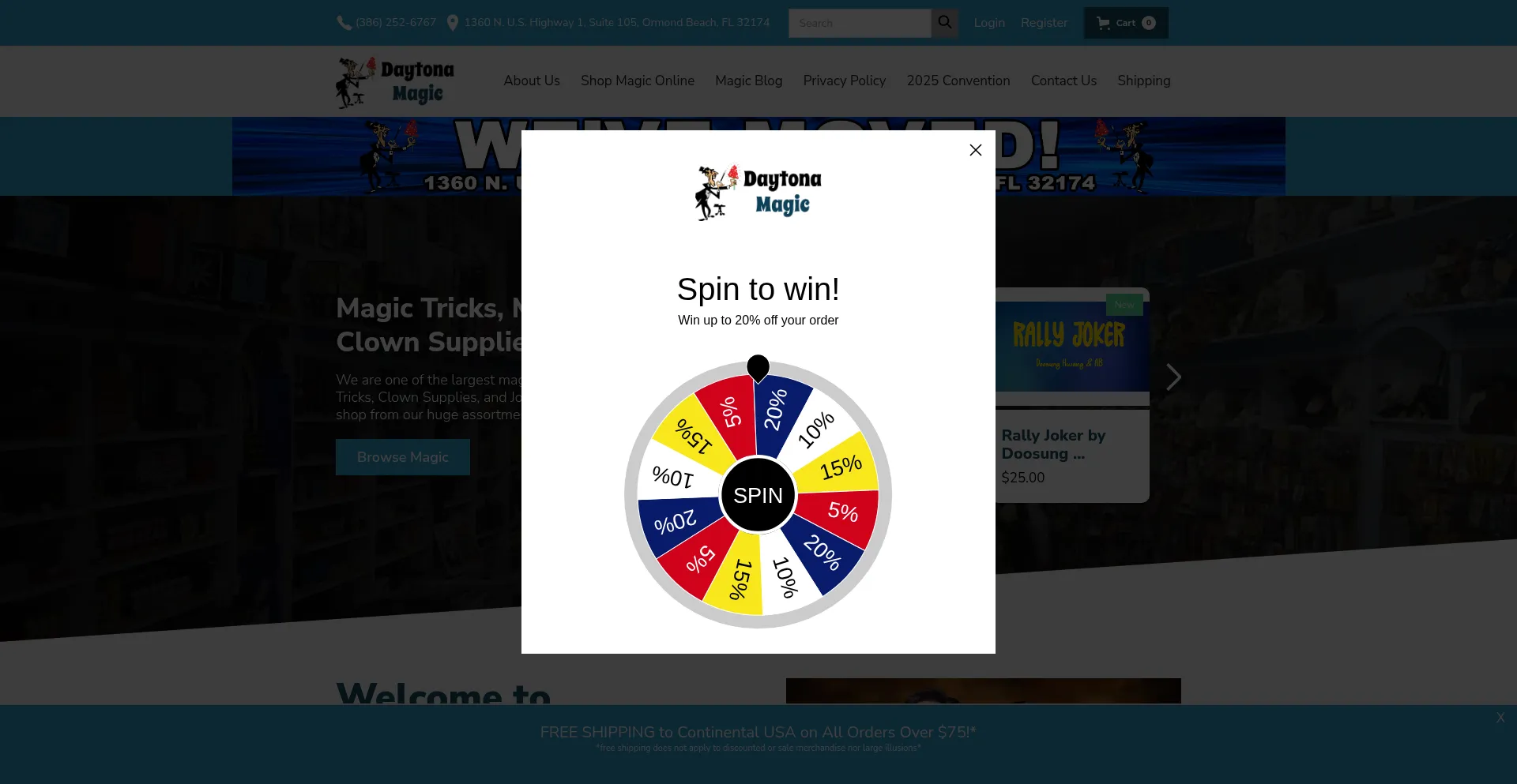 Website screenshot of Daytonamagic.com