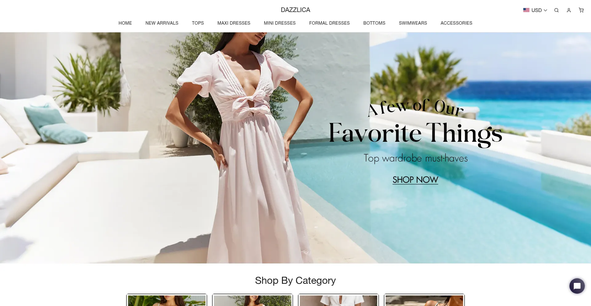 Website screenshot of Dazzlica.com