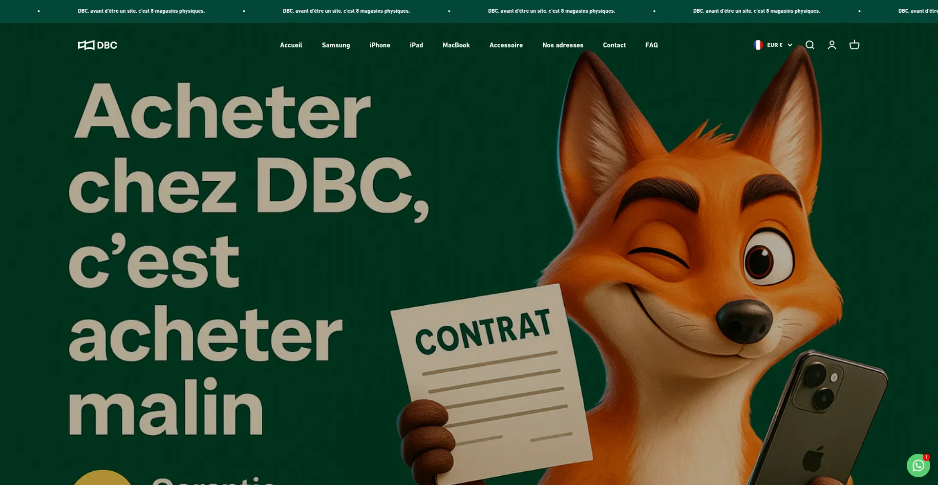 Website screenshot of Dbcstore.fr