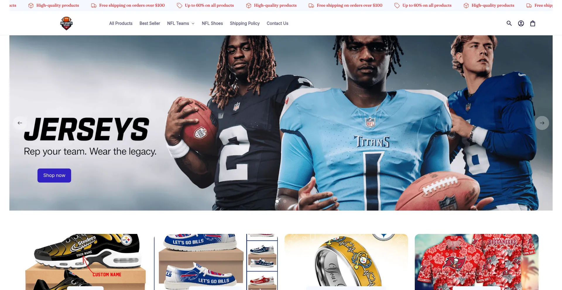 Website screenshot of Dbzsportswear.com