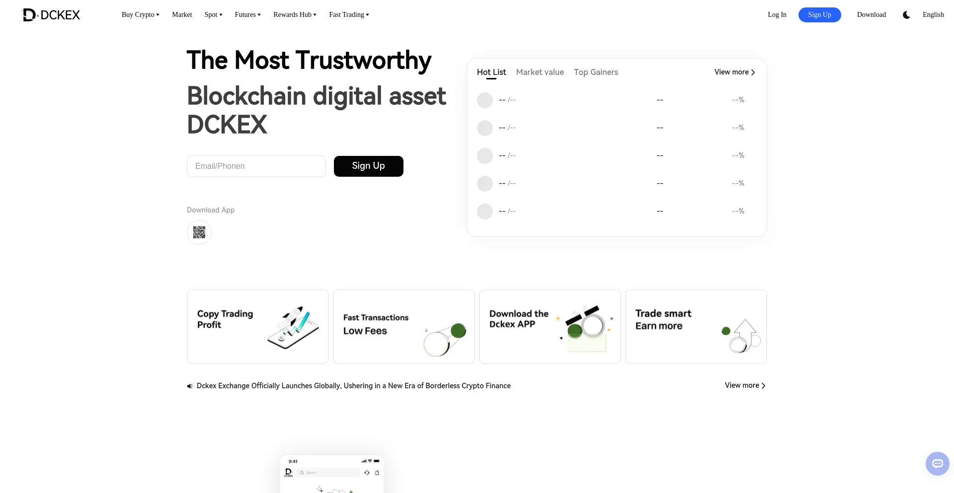 Website screenshot of Dckex.com