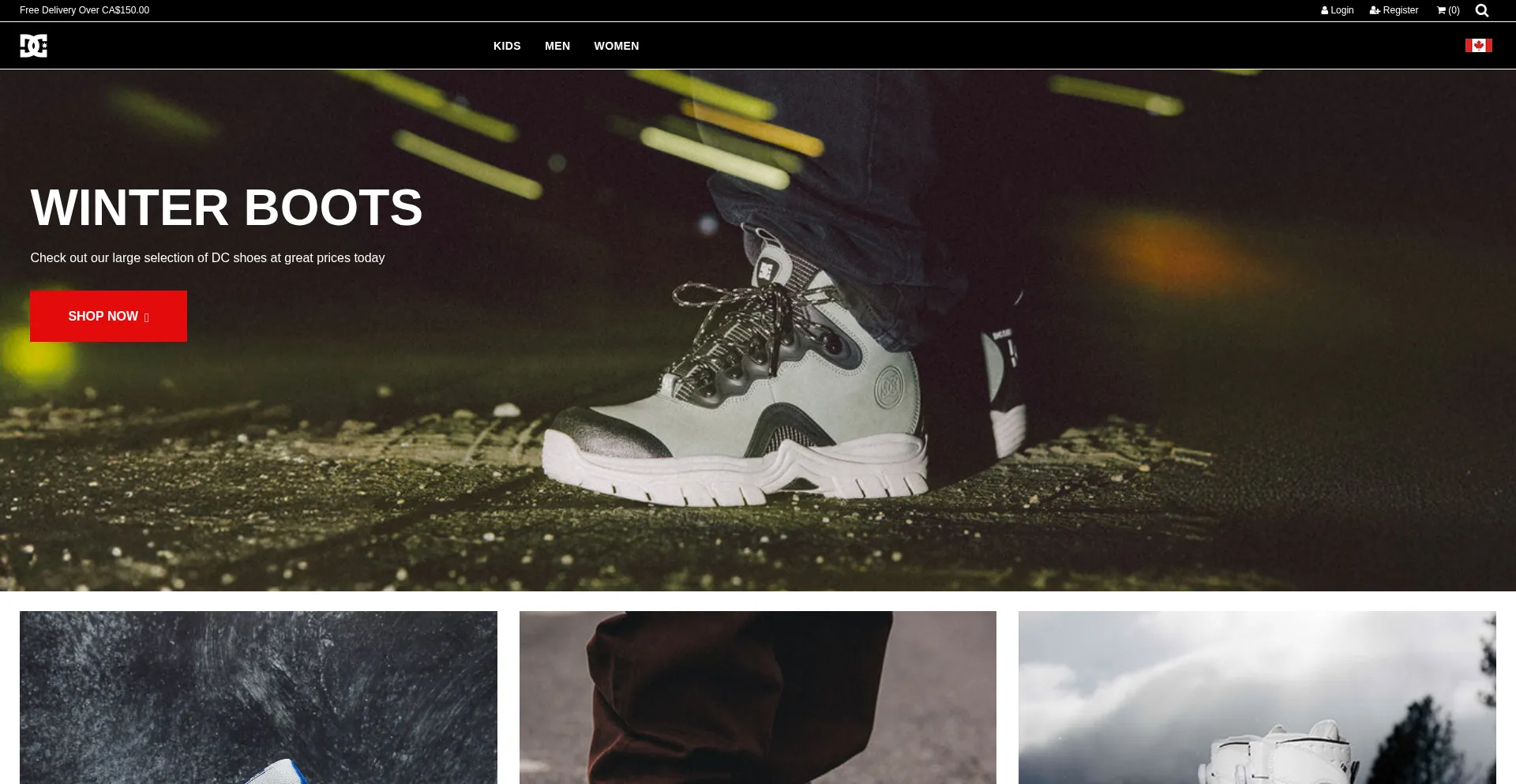 Website screenshot of Dcshoes-canada.ca