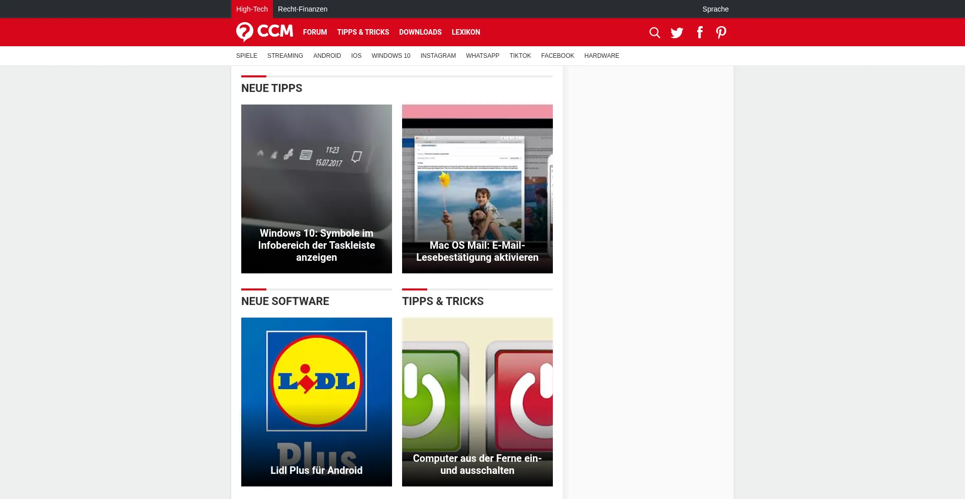 Website screenshot of De.ccm.net