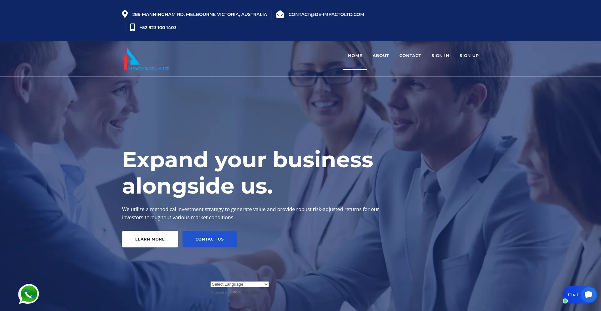 Website screenshot of De-impactoltd.com