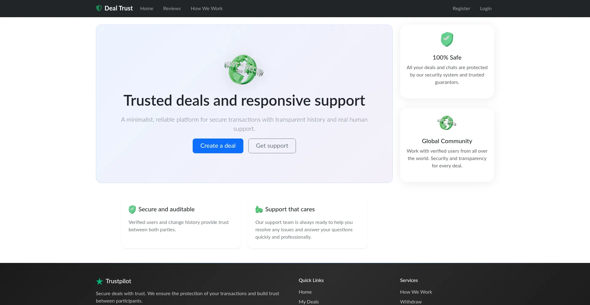 Website screenshot of Deal-trust.com