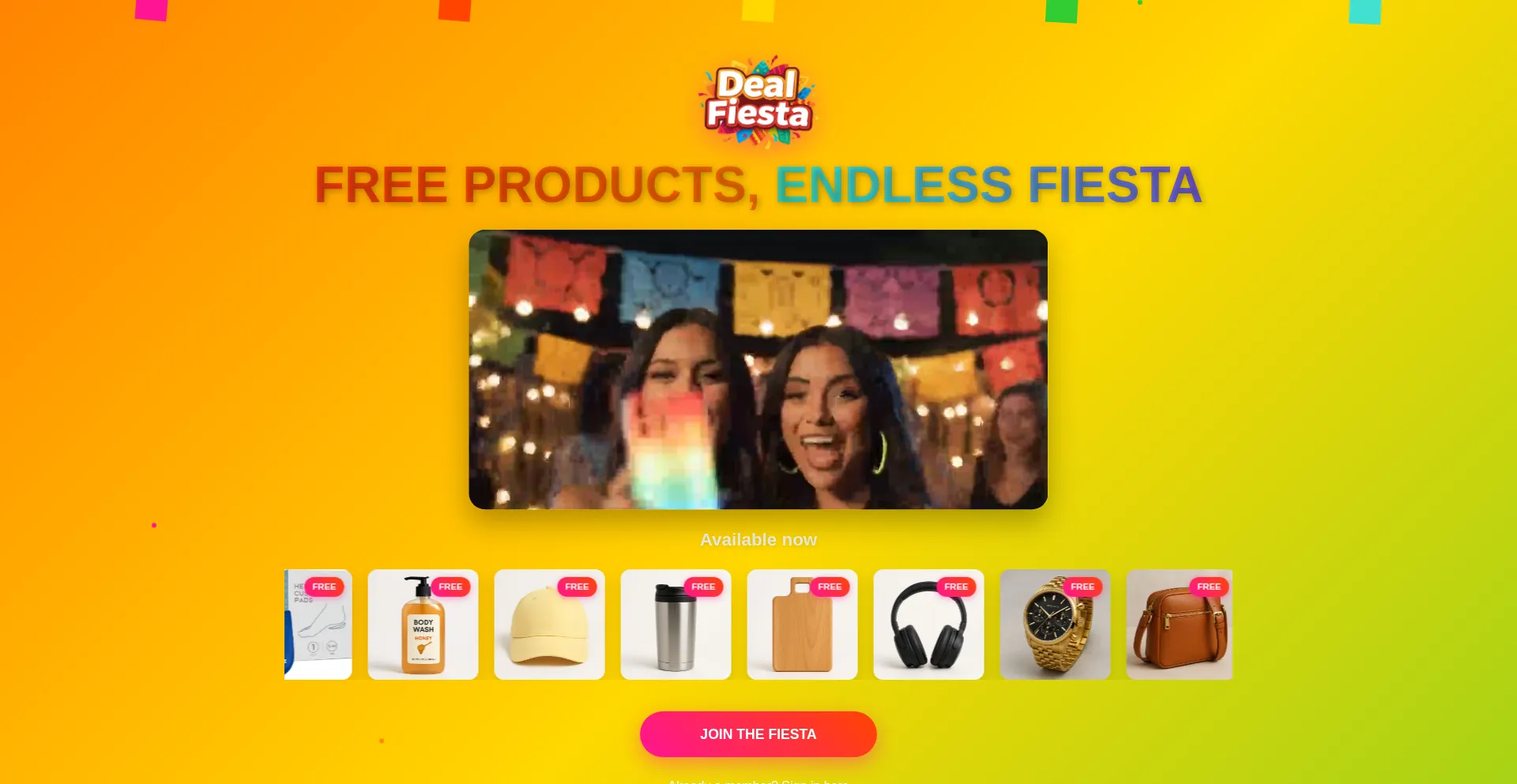 Website screenshot of Dealfiesta.com