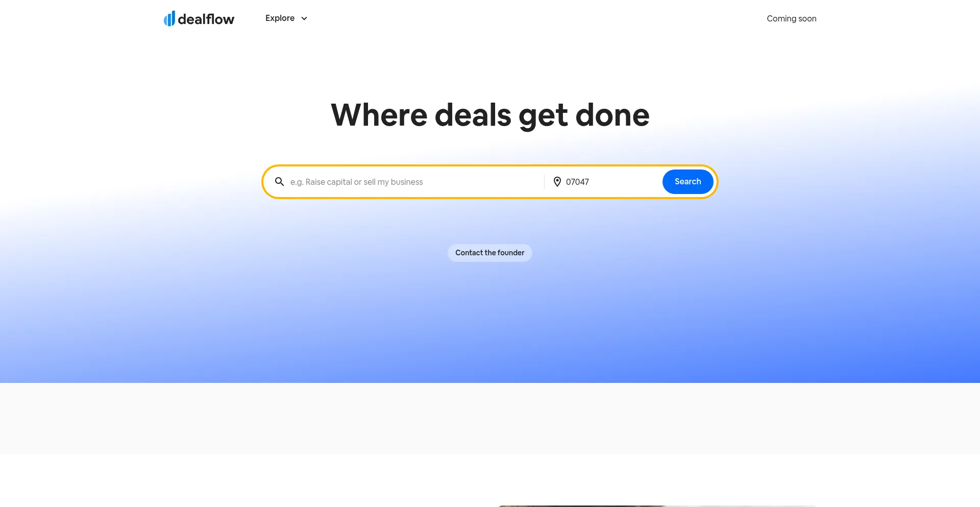 Website screenshot of Dealflow.com