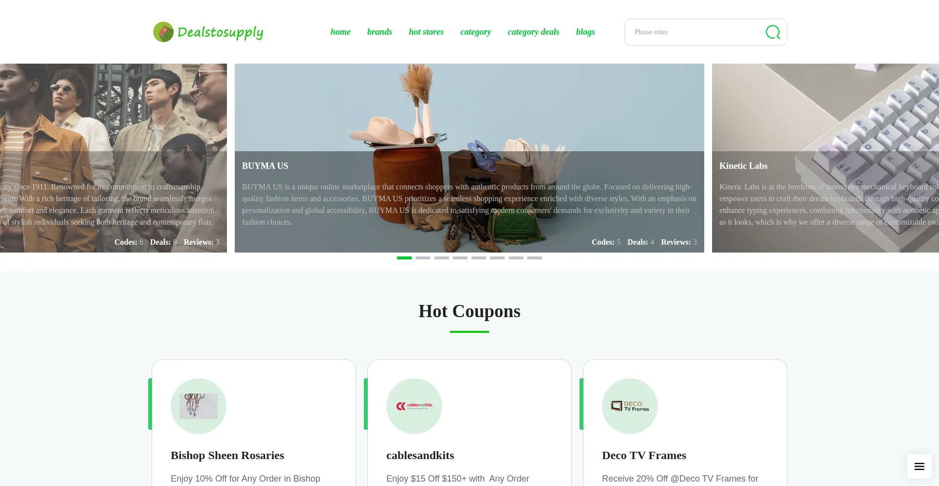 Website screenshot of Dealstosupply.com