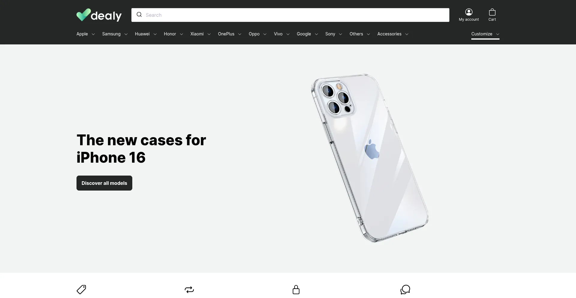 Website screenshot of Dealy.com