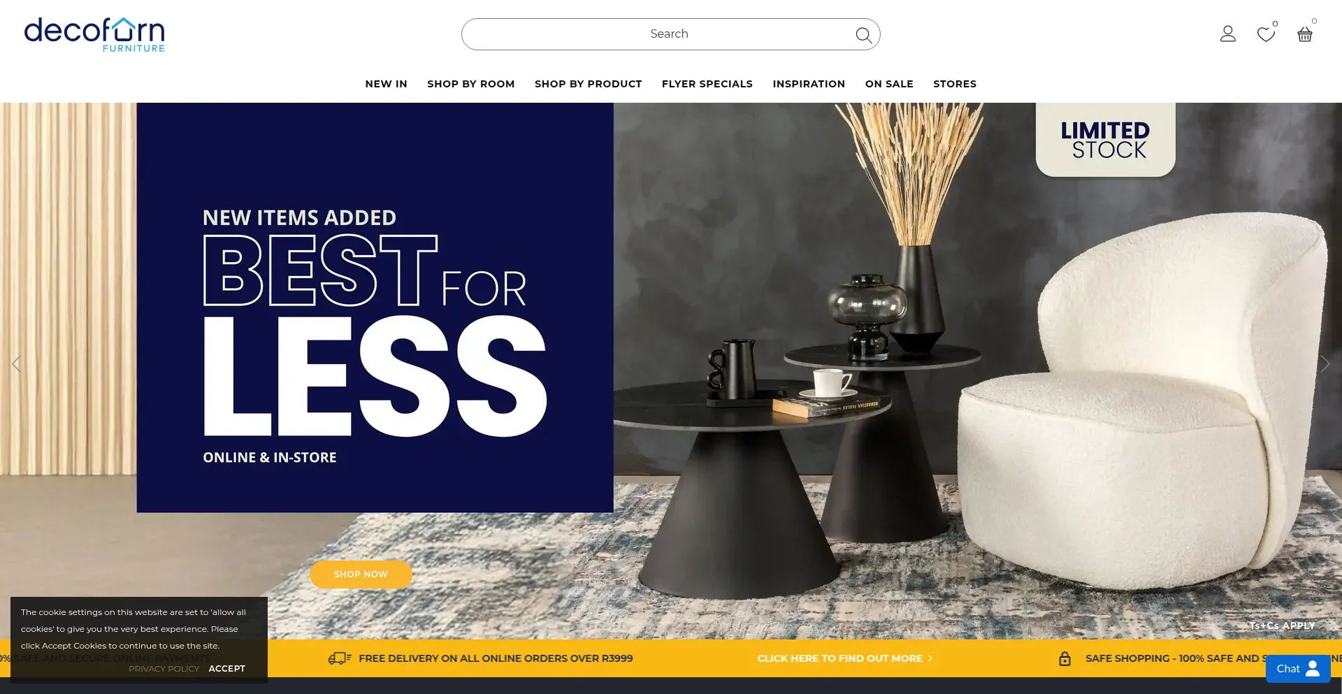 Website screenshot of Decofurnsa.co.za
