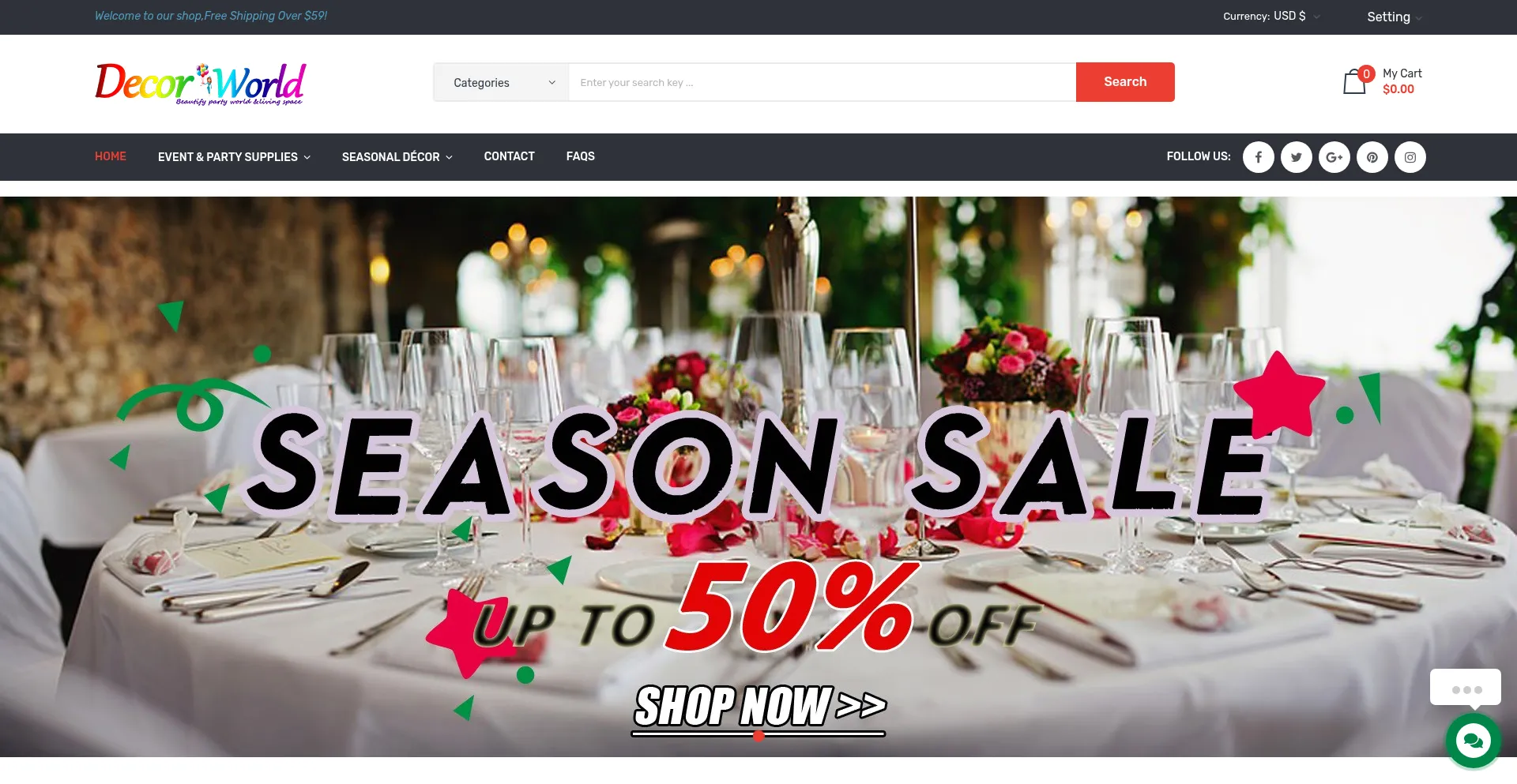 Website screenshot of Decorsworld.com
