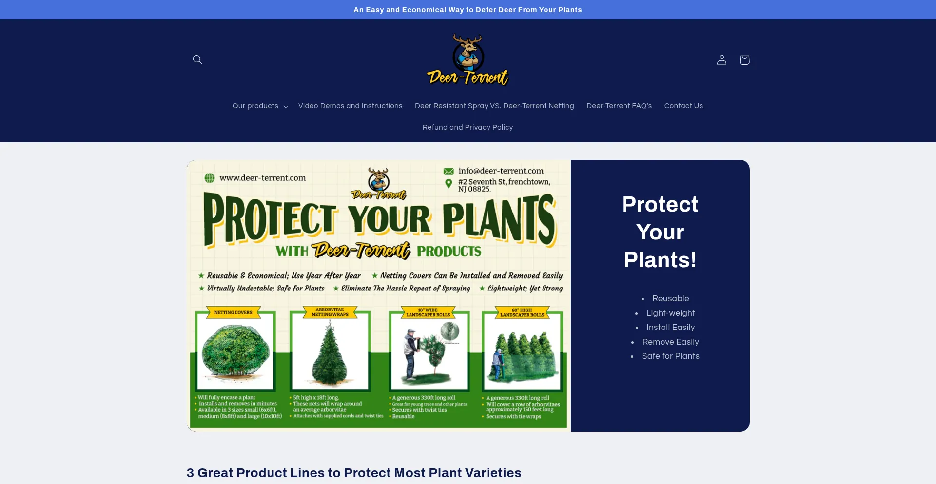 Website screenshot of Deer-terrent.com