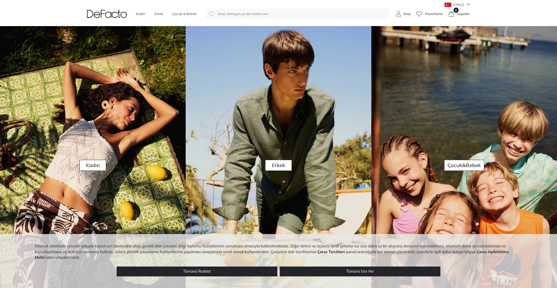 Website screenshot of Defacto.com.tr