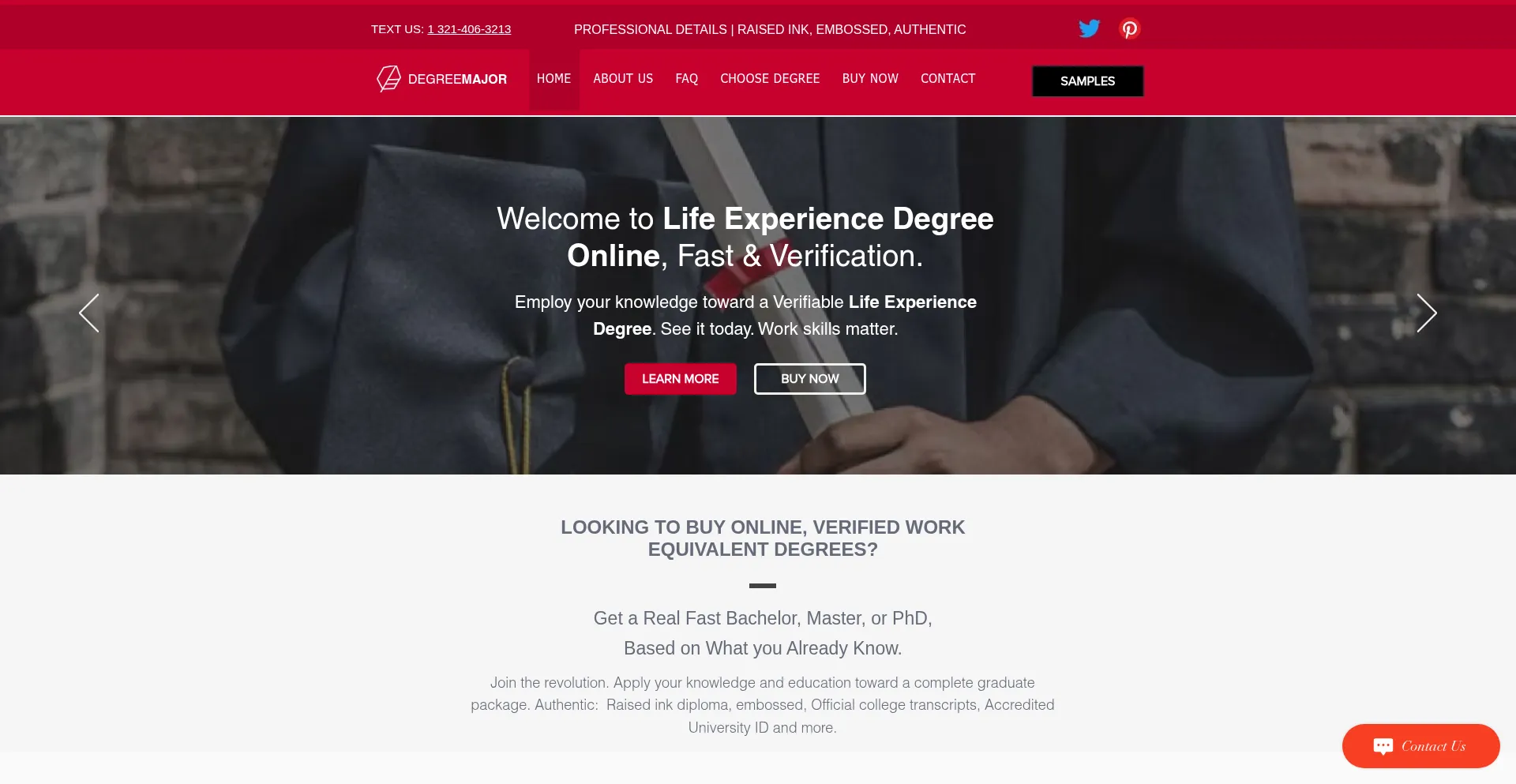 Website screenshot of Degreemajor.com