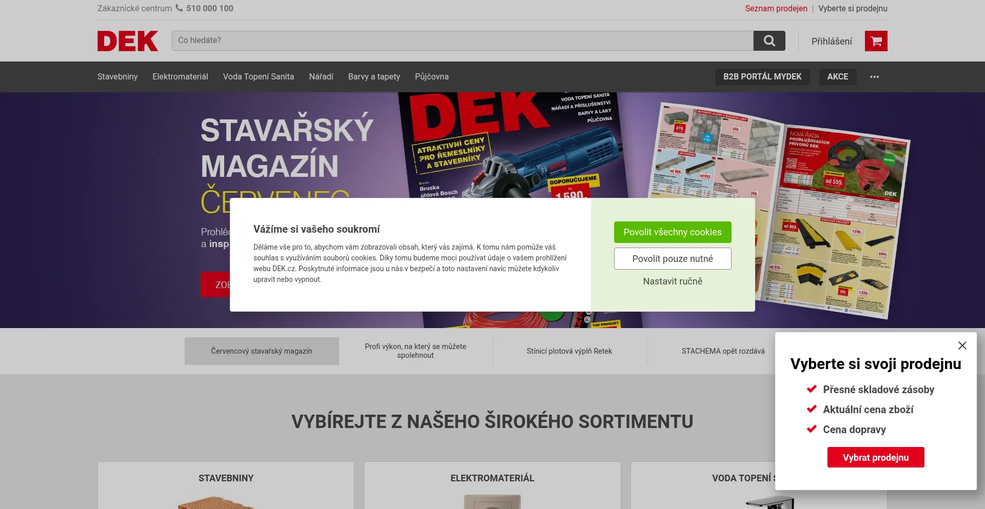 Website screenshot of Dek.cz
