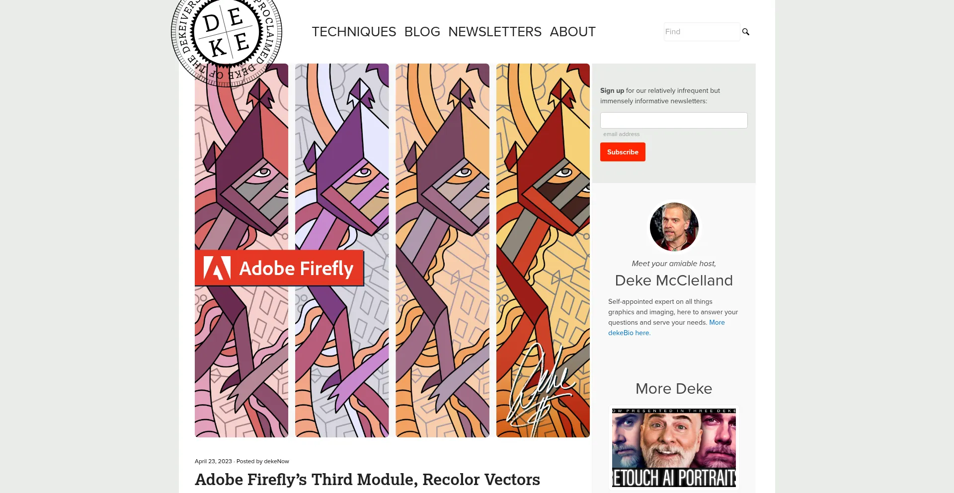 Website screenshot of Deke.com