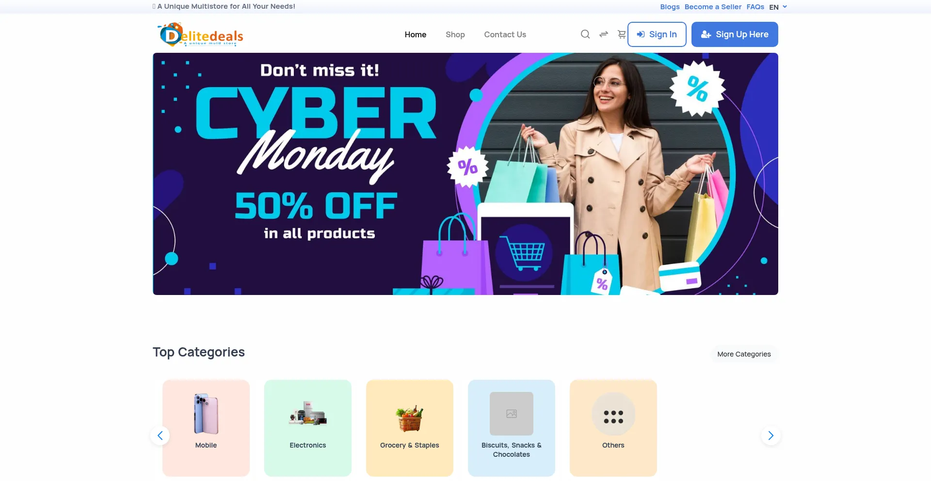 Website screenshot of Delitedeals.com