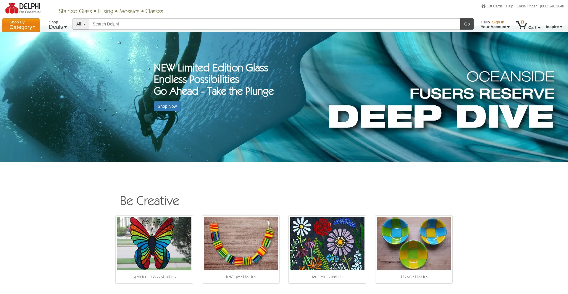 Website screenshot of Delphiglass.com