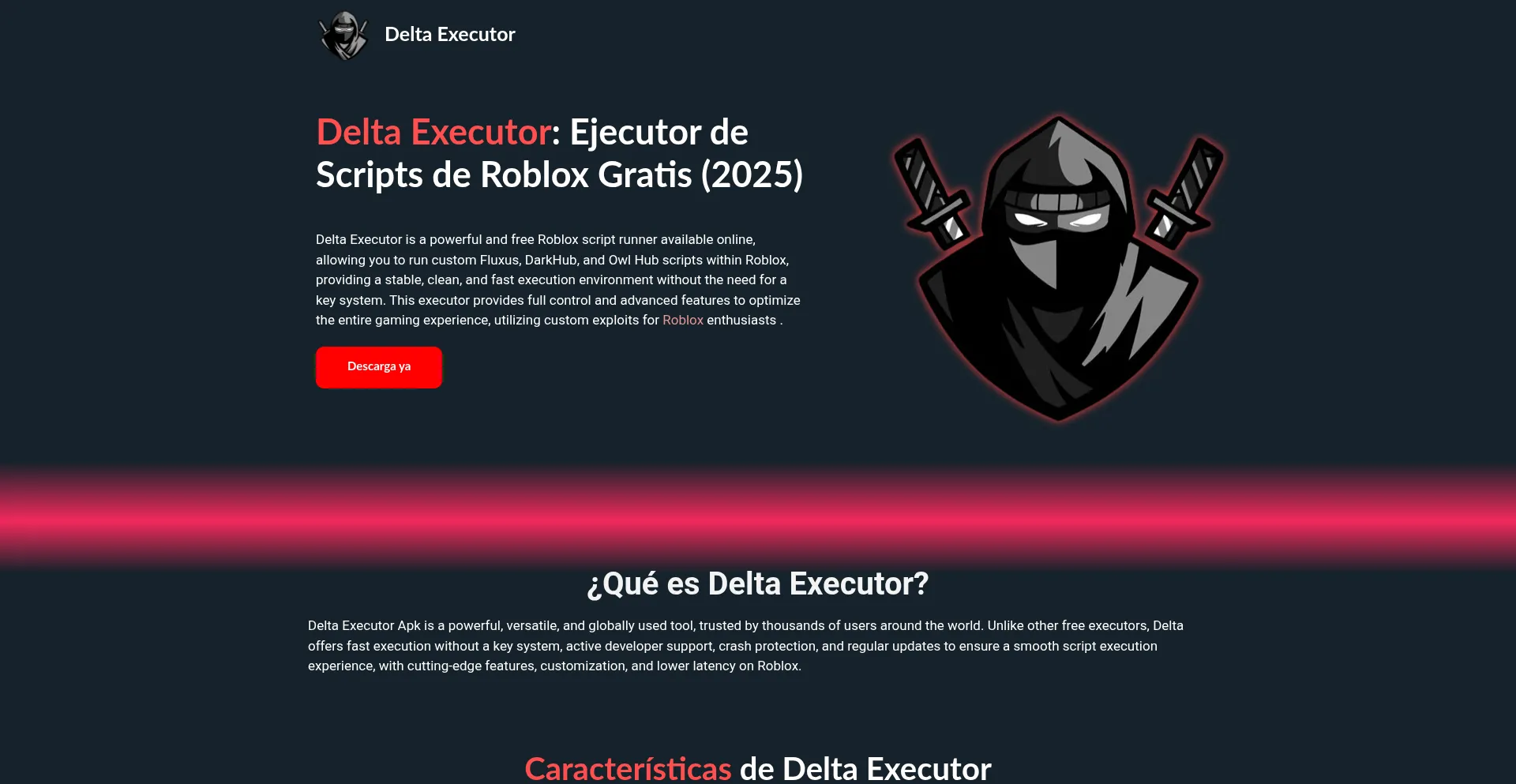 Website screenshot of Delta-executor.com.mx