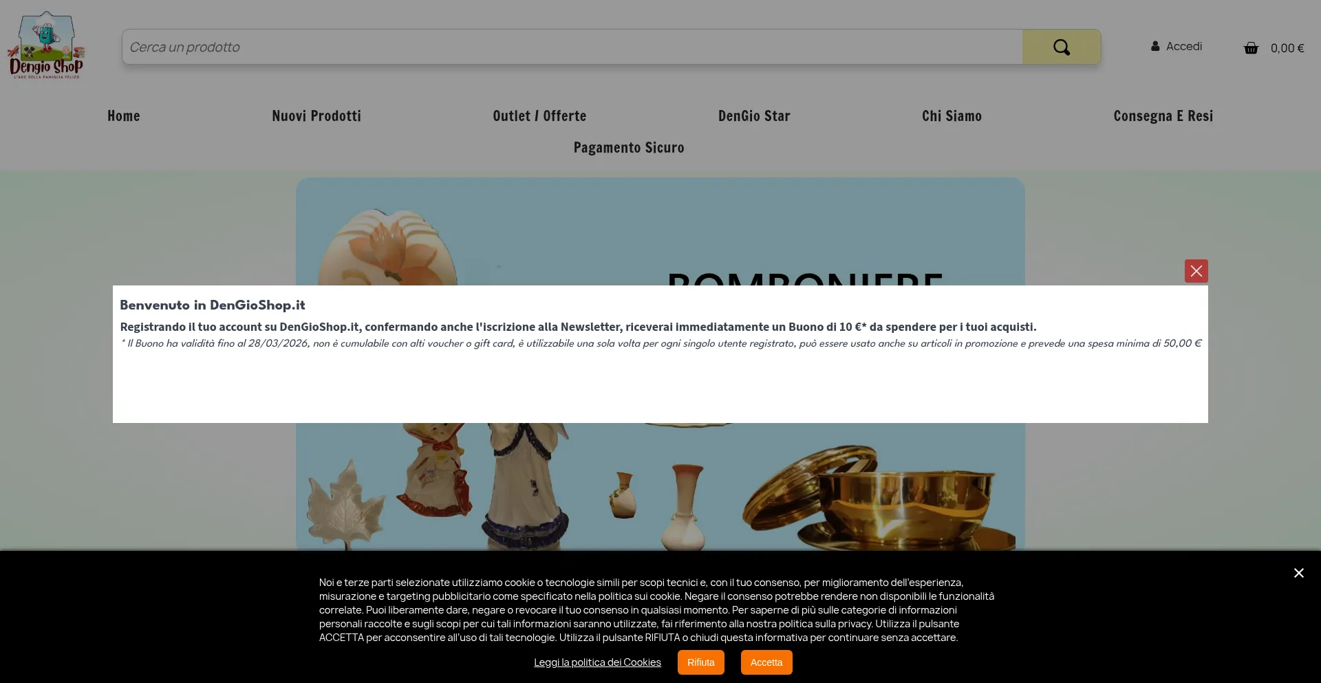Website screenshot of Dengioshop.it