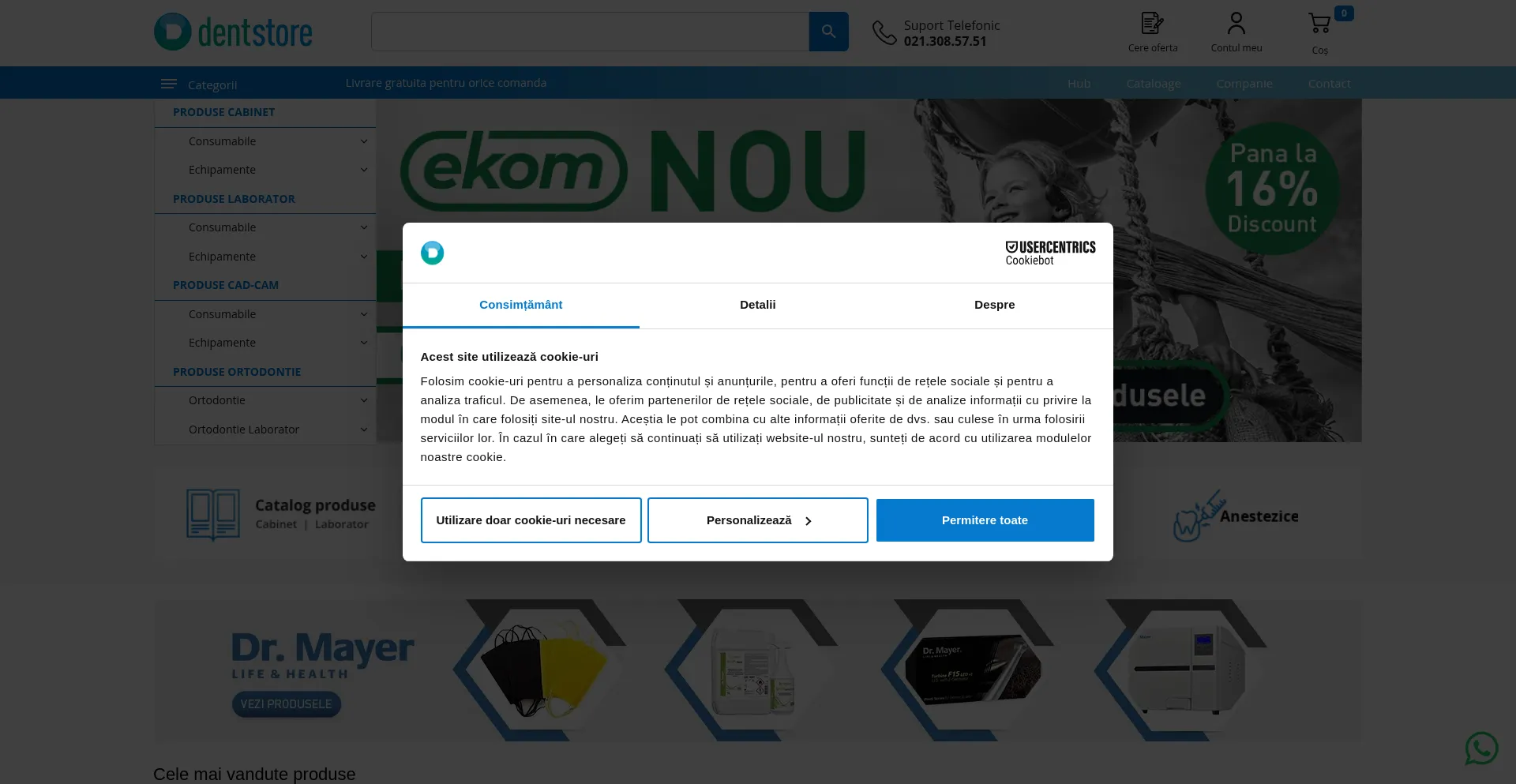 Website screenshot of Dentstore.ro