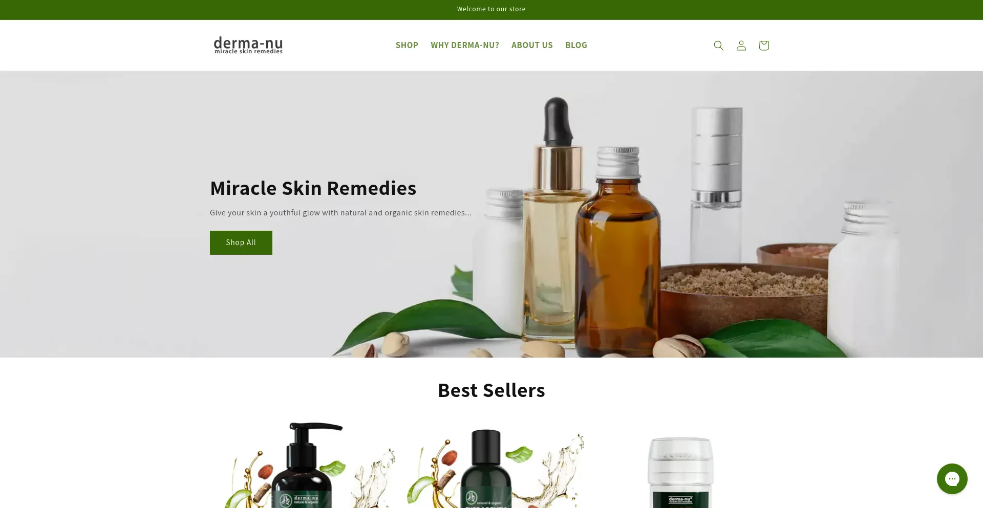 Website screenshot of Derma-nu.com