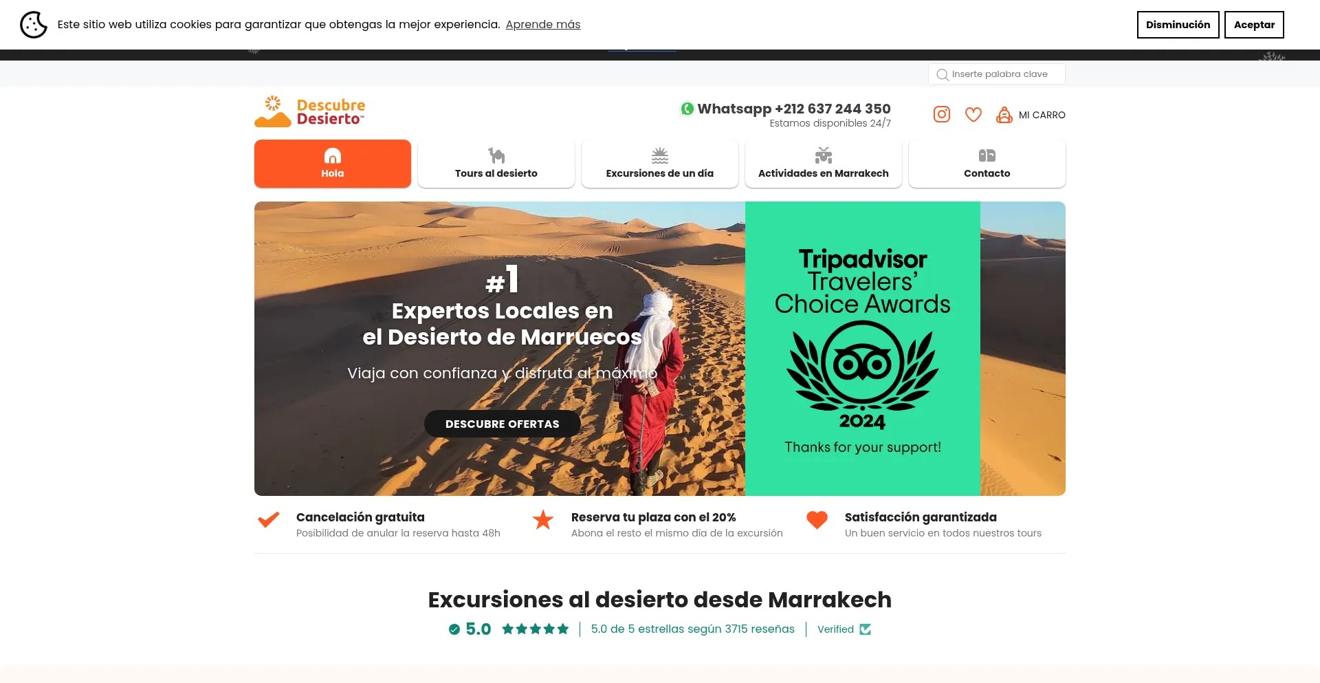 Website screenshot of Descubredesierto.com