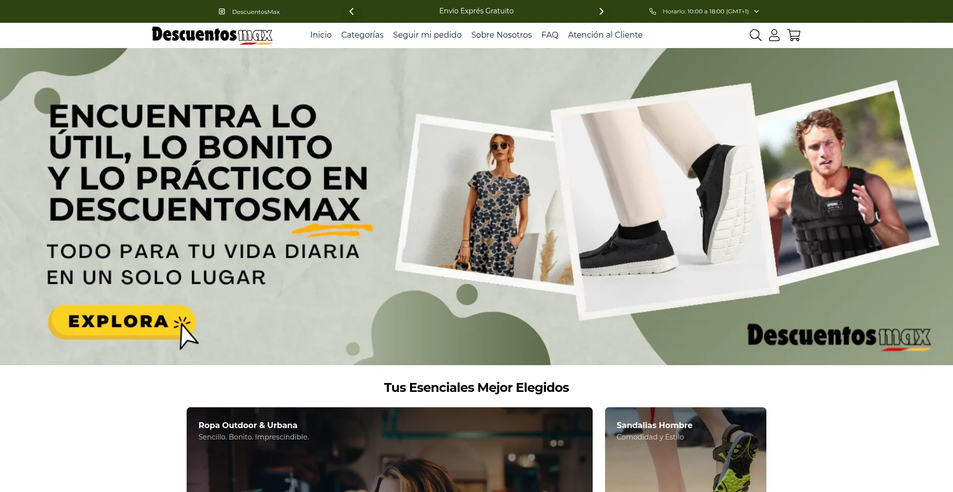 Website screenshot of Descuentosmax.com