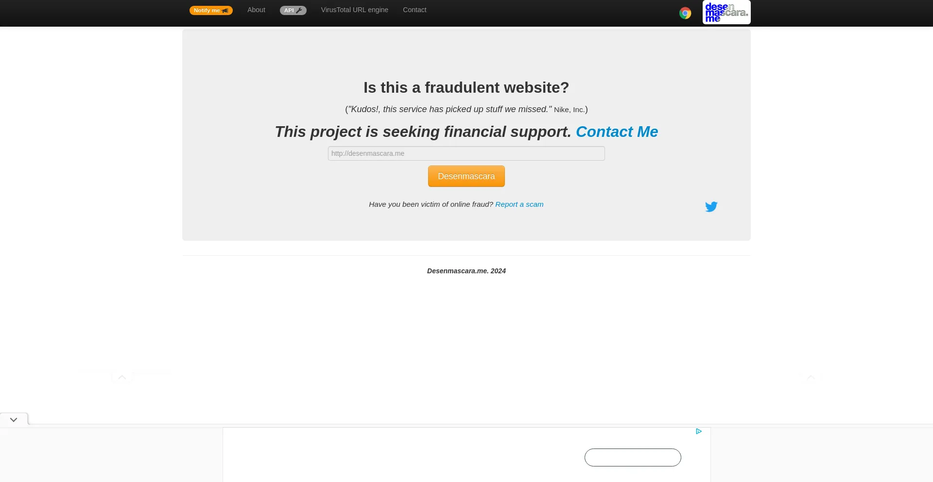 Website screenshot of Desenmascara.me