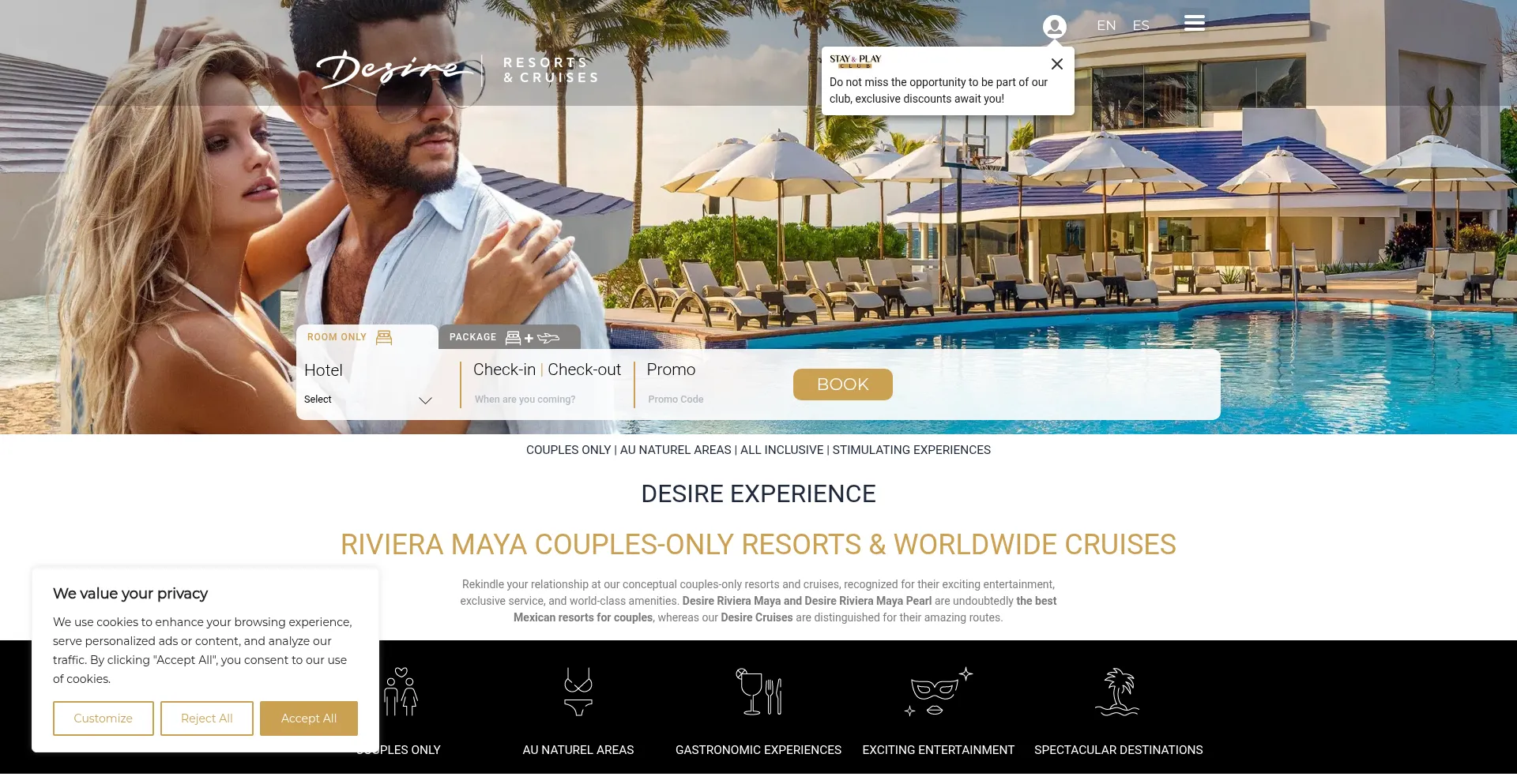 Website screenshot of Desire-experience.com