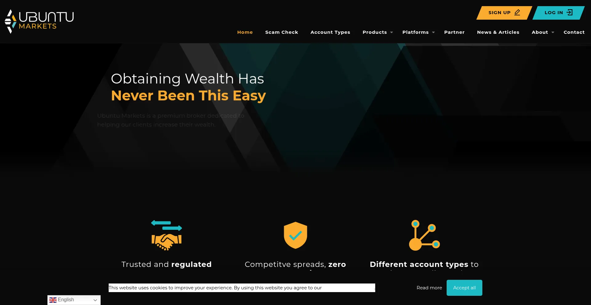 Website screenshot of Dev.ubuntumarkets.com