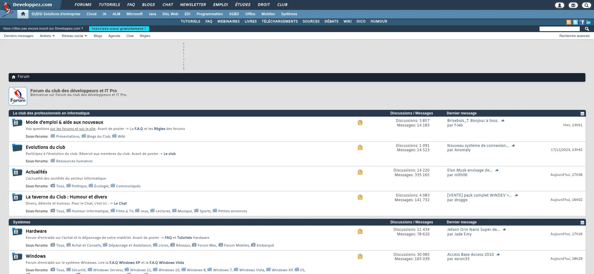 Website screenshot of Developpez.net
