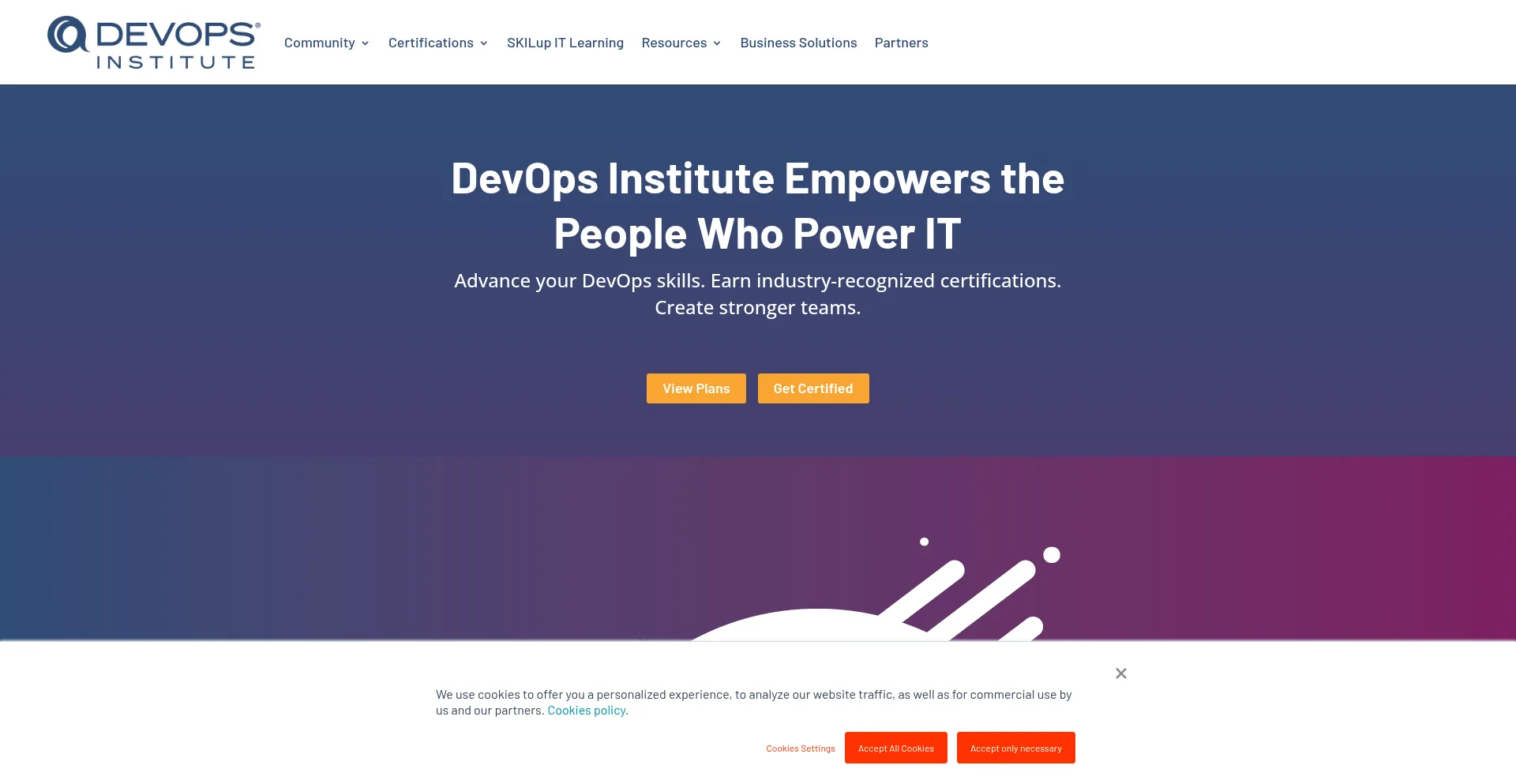 Website screenshot of Devopsinstitute.com
