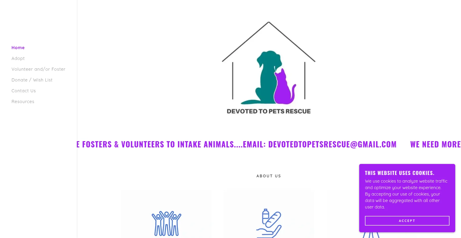 Website screenshot of Devotedtopets.org