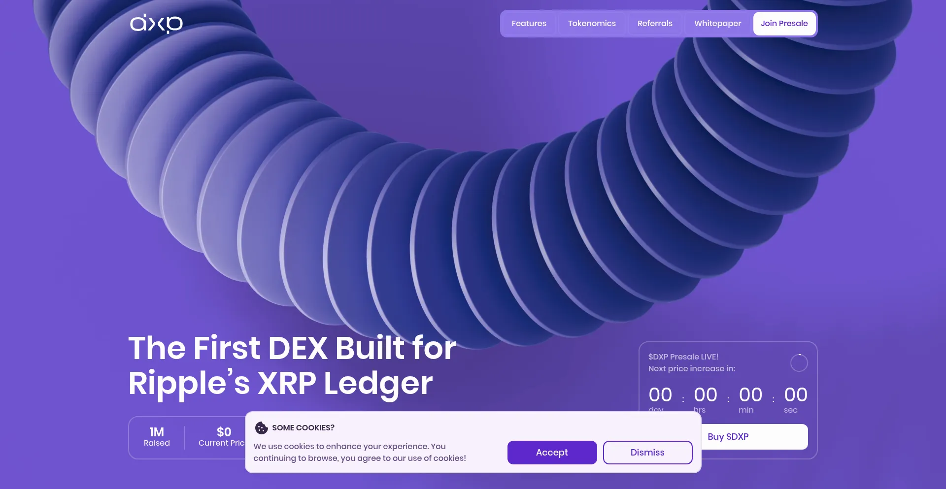 Website screenshot of Dexrp.org