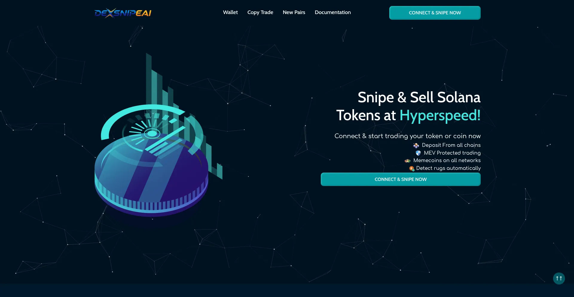 Website screenshot of Dexsnipeai.com