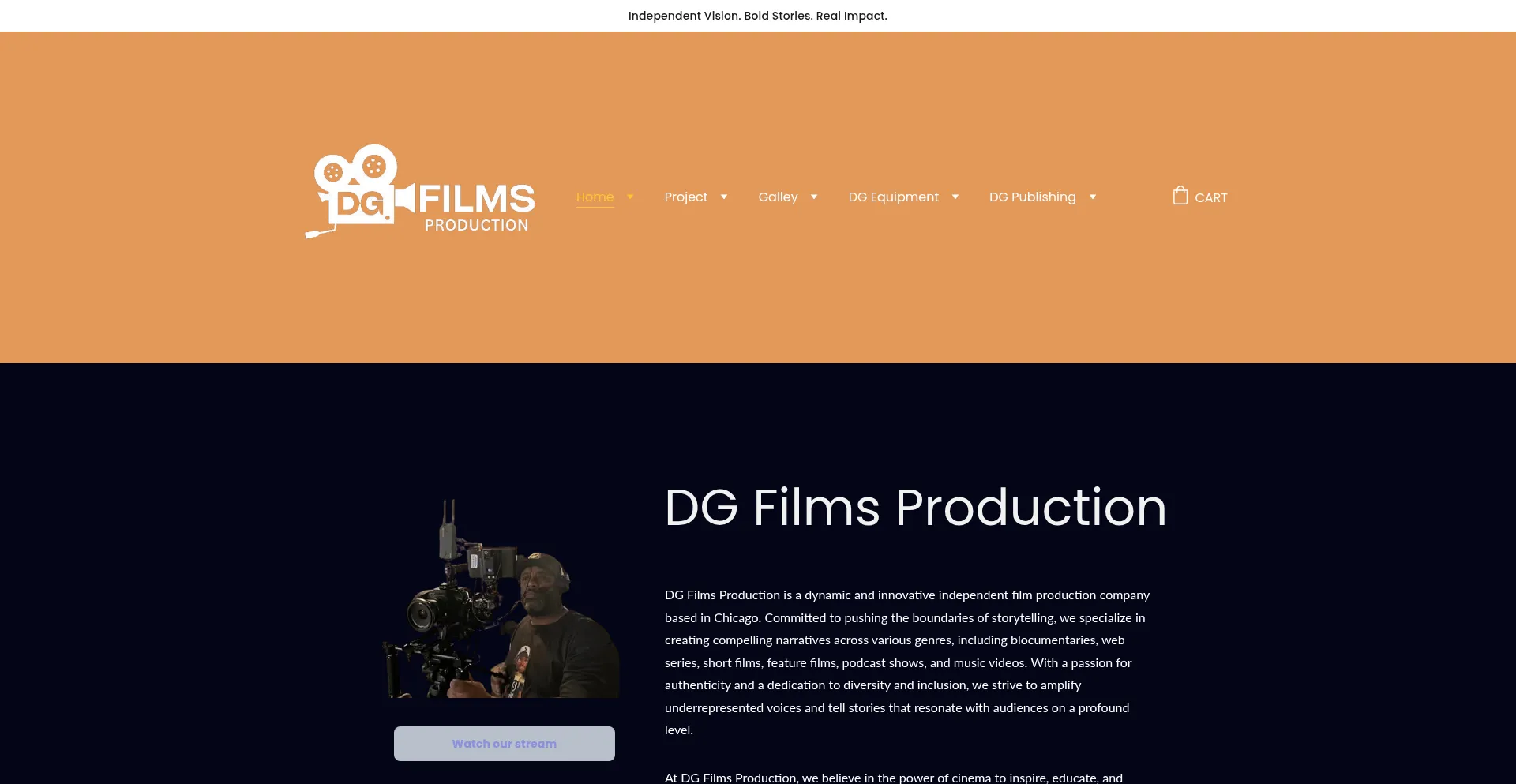 Website screenshot of Dgfilmsproduction.com