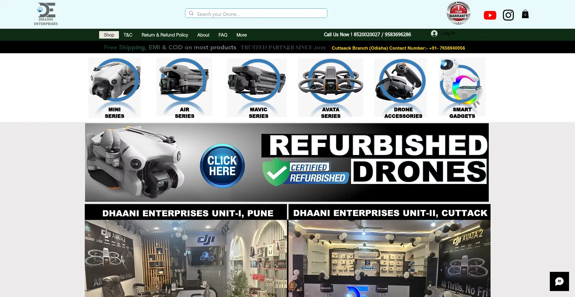 Website screenshot of Dhaanienterprises.com