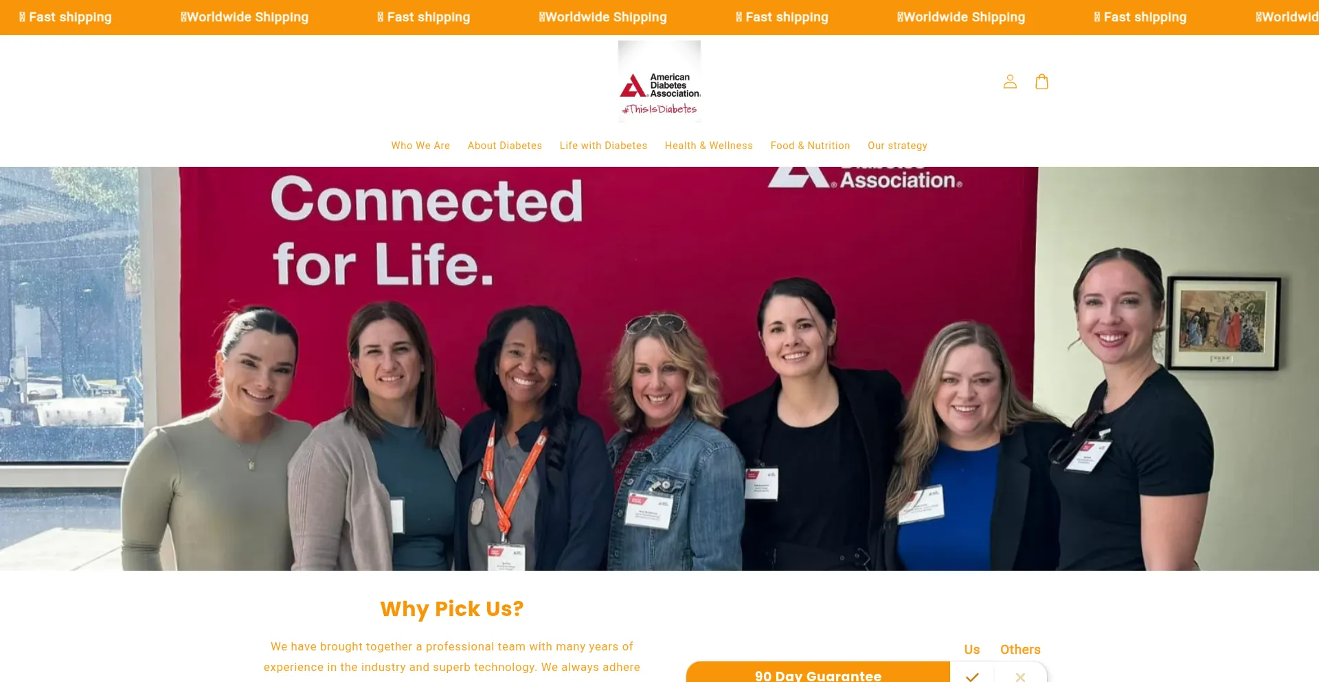 Website screenshot of Diabetescareus.com